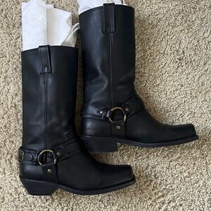 Jeffrey Campbell Black Leather Moto Combat Boots